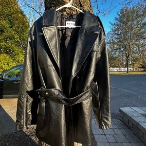 NA-KD Black Faux Leather Coat